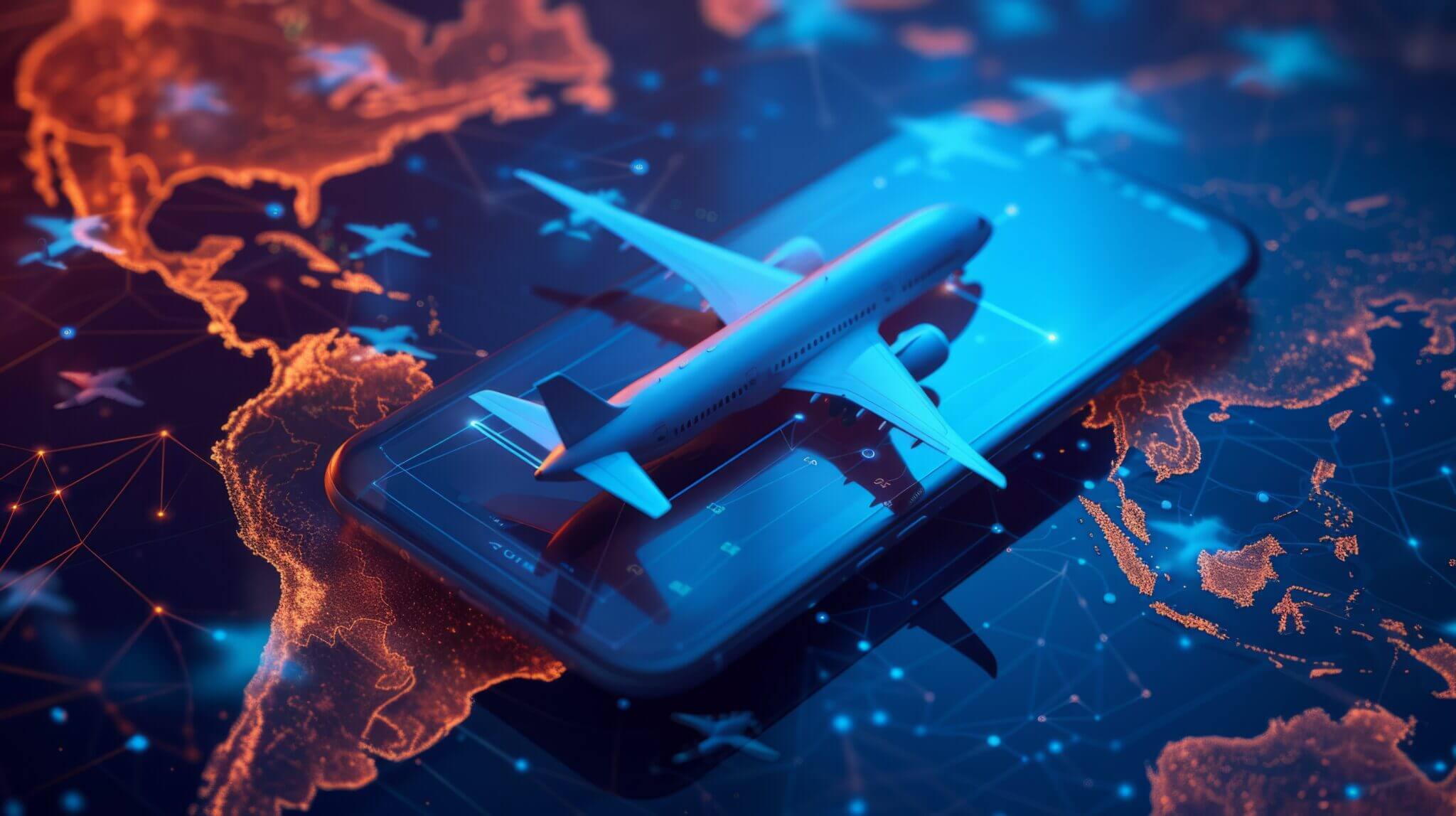 airplane model on map